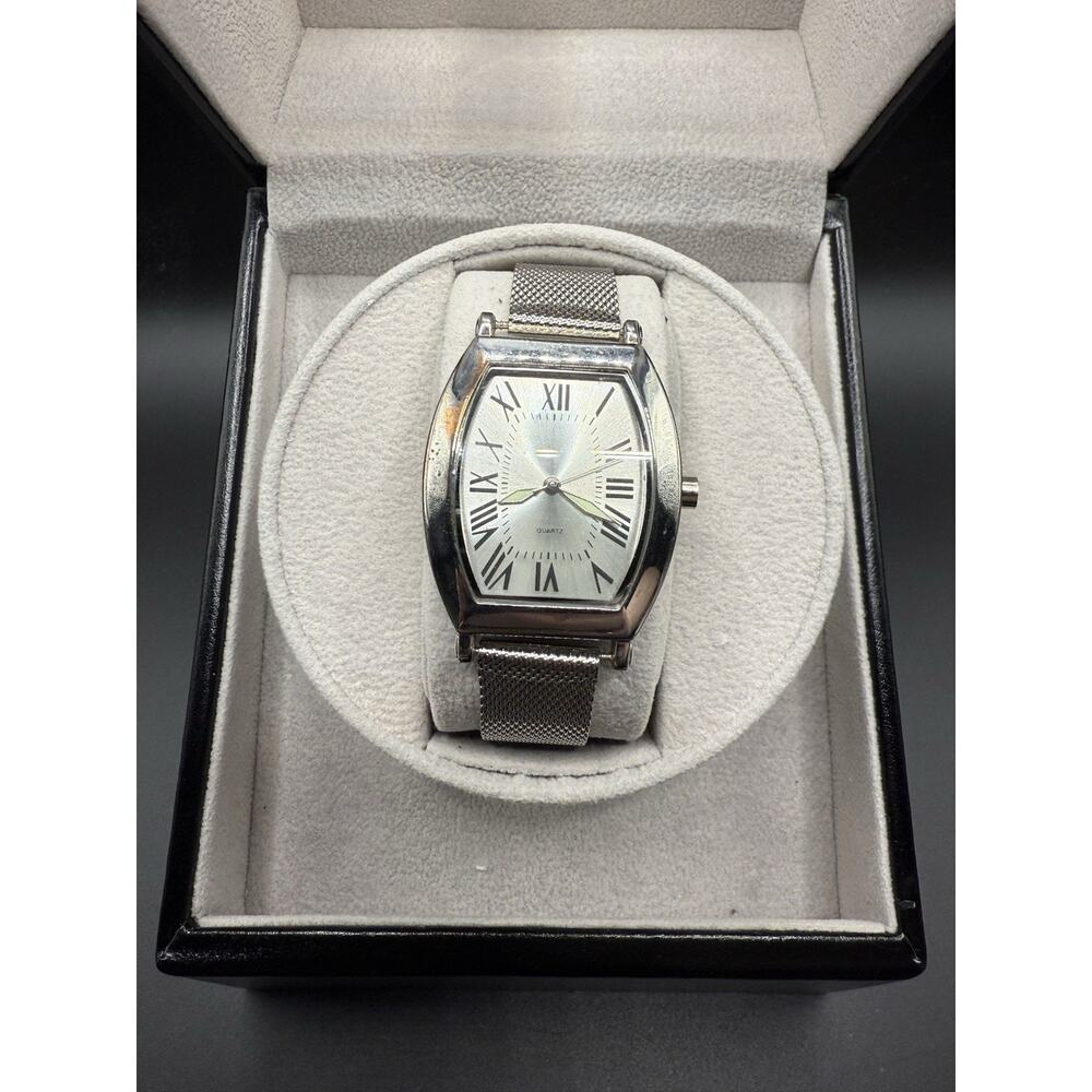 Vintage SKC Ladies Silver Tone Quartz Flex Band Roman Numerals Watch New Battery